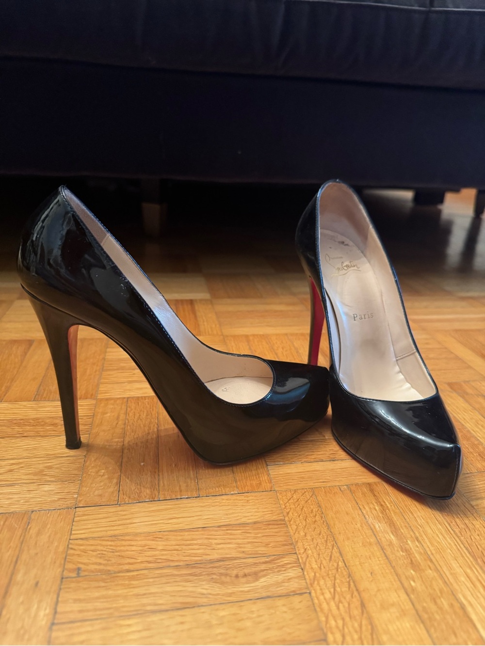 Christian Louboutin Black Patent Leather Stiletto Pumps